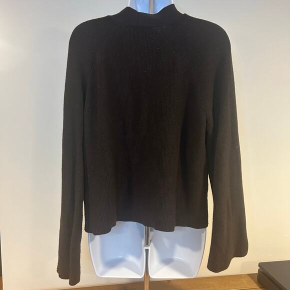 H&M Oversized Large Wool Blend Chocolate Brown Tortoise Button Bell Sleeve Crop - Picture 5 of 9